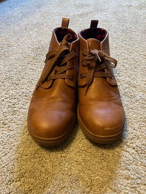 fabkids Tan Brown Kids Lace-Up Ankle Boots